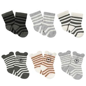 6-Pack Baby Boys Bear Wiggle Proof® Jersey Crew Socks
